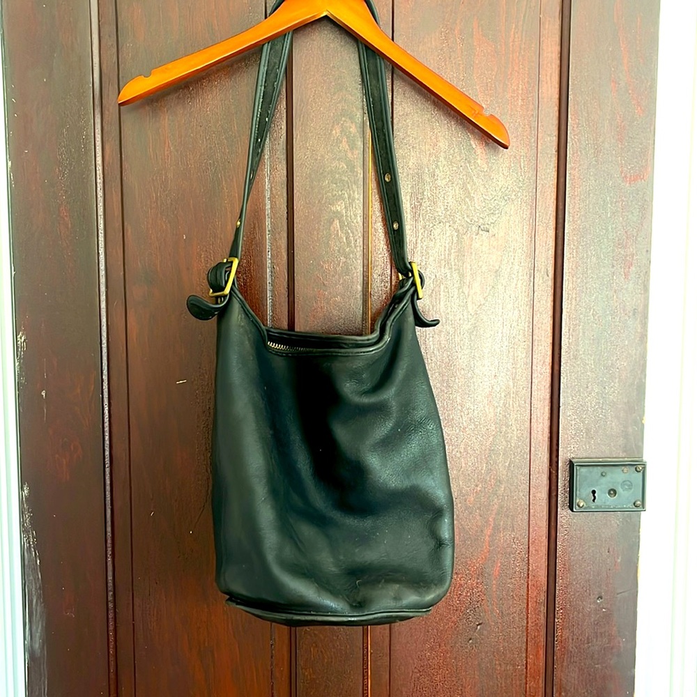 Coach black leather handbag